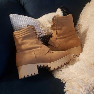 Tan Faux Suede Ankle Boots